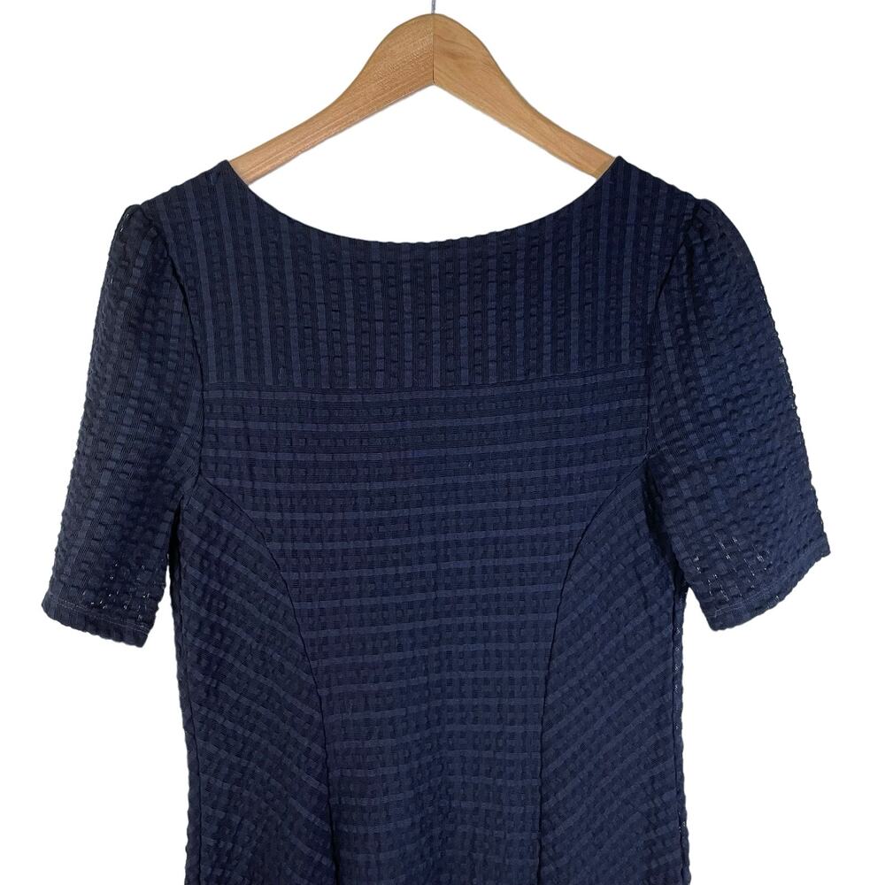 Anthropologie Maeve Seersucker Textured Short Sleeve Dress Blue M Minimalist - Picture 7 of 11